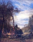 Albert Bierstadt The Campfire painting